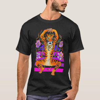 Yoga Tiger in Flowers T-shirt