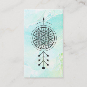 *~* Yoga Totem Flower of Life Pastel Floral Reiki Visitekaartje