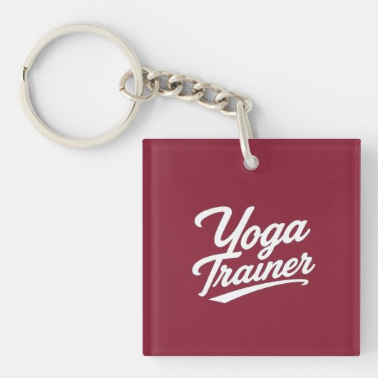 Yoga Trainer Script Typografie Fitness Cadeau Ontw Sleutelhanger (voorkant)