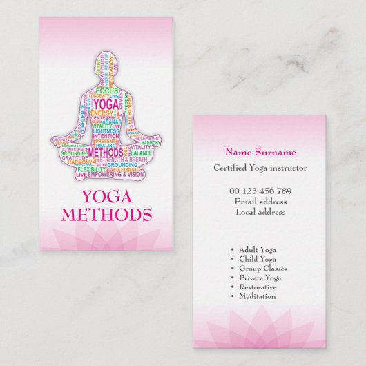 YOGA trainer Visitekaartje (Voorkant / Achterkant)