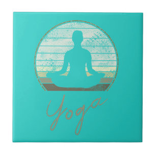 Yoga Training Vintage Ontwerp Meditatie Of Pilates Tegeltje