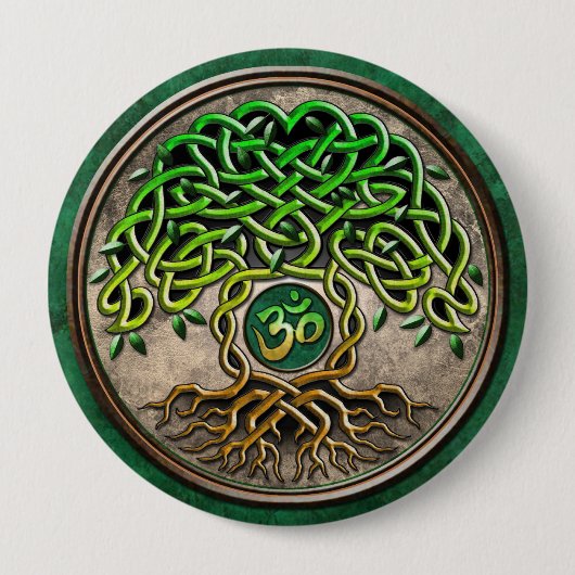 Yoga Tree of Life Ronde Button 4,0 Cm (Voorkant)
