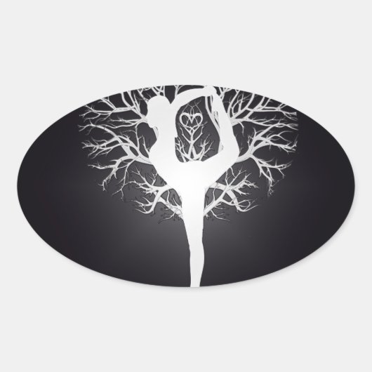 Yoga Tree Ovale Sticker (Voorkant)
