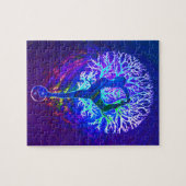 Yoga Tree Paarse vredesregenboog Legpuzzel (Horizontaal)