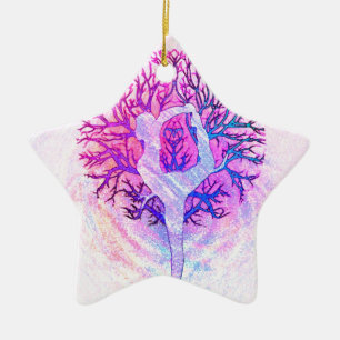 Yoga Tree Pastel Rainbow Keramisch Ornament