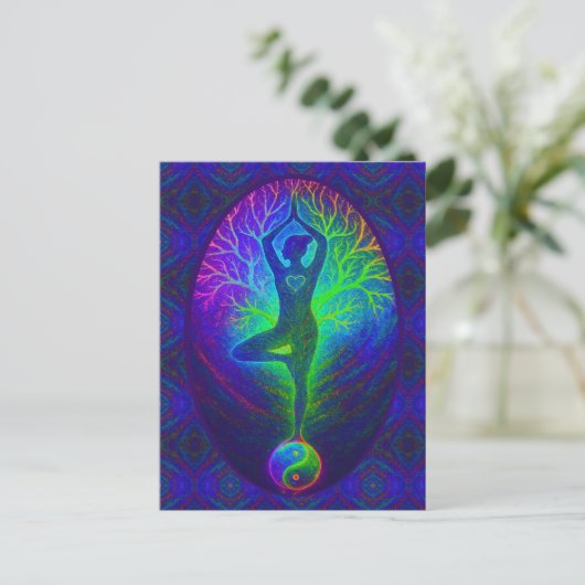 Yoga Tree Peace Rainbow Briefkaart (Staand voorkant)