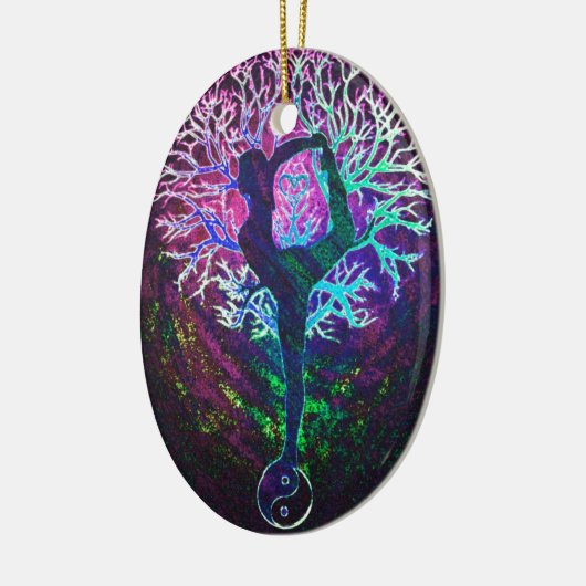 Yoga Tree Peace Rainbow Keramisch Ornament (Links)