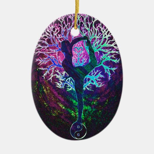 Yoga Tree Peace Rainbow Keramisch Ornament (Voorkant)