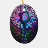 Yoga Tree Peace Rainbow Keramisch Ornament (Achterkant)
