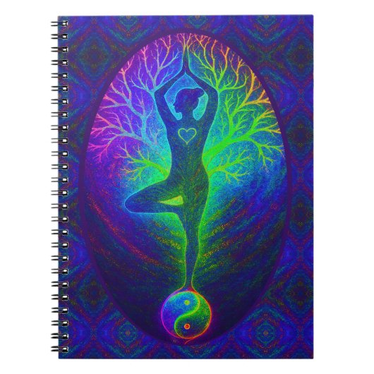 Yoga Tree Peace Rainbow Notitieboek (Voorkant)