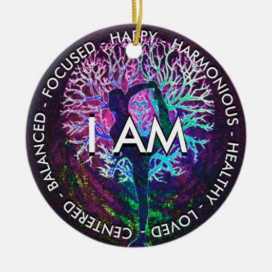 Yoga Tree Peace Rainbow Positive Affirmation Keramisch Ornament (Voorkant)
