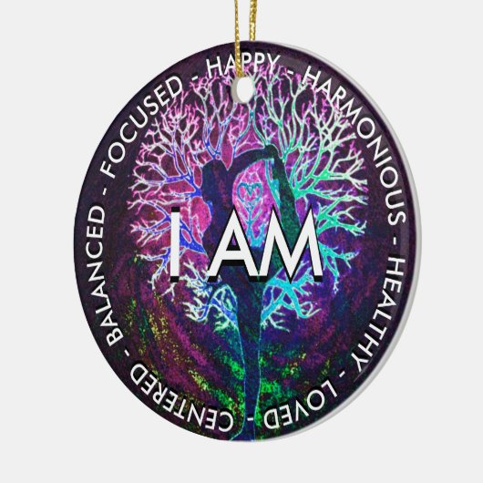 Yoga Tree Peace Rainbow Positive Affirmation Keramisch Ornament (Links)