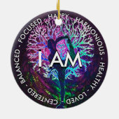 Yoga Tree Peace Rainbow Positive Affirmation Keramisch Ornament (Achterkant)