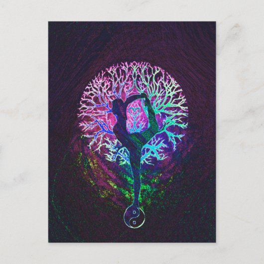 Yoga Tree Peace-regenboog Briefkaart (Voorkant)