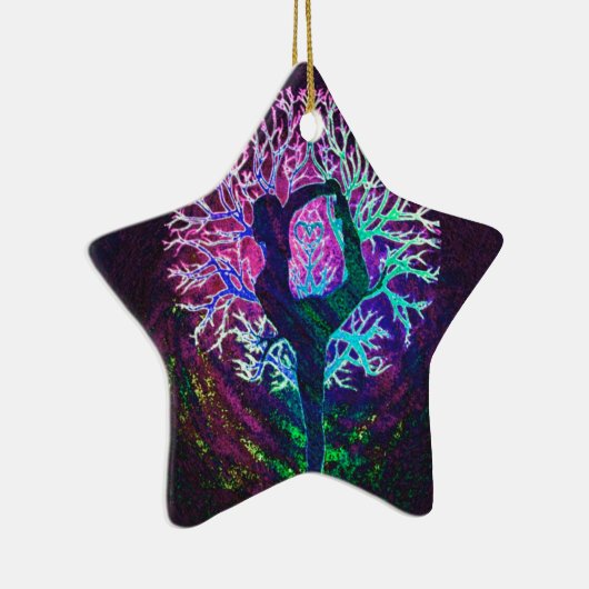 Yoga Tree Peace-regenboog Keramisch Ornament (Rechts)