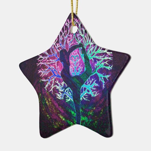 Yoga Tree Peace-regenboog Keramisch Ornament (Links)