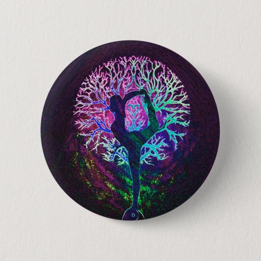 Yoga Tree Peace-regenboog Ronde Button 5,7 Cm (Voorkant)