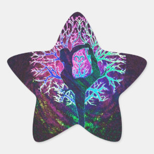 Yoga Tree Peace-regenboog Ster Sticker