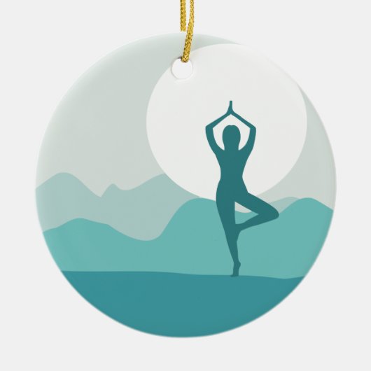 Yoga Tree Pose Keramisch Ornament (Voorkant)