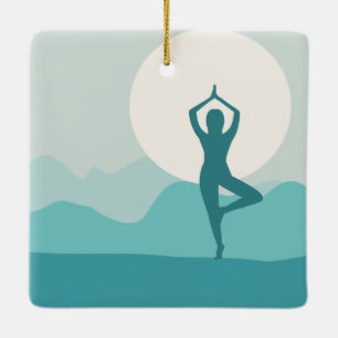 Yoga Tree Pose-kerstversiering Keramisch Ornament