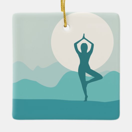 Yoga Tree Pose-kerstversiering Keramisch Ornament (Voorkant)