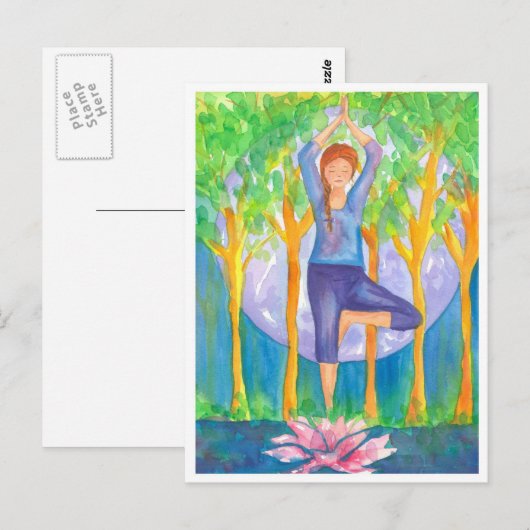 Yoga Tree Pose Lotus Flower Briefkaart (Voorkant / Achterkant)