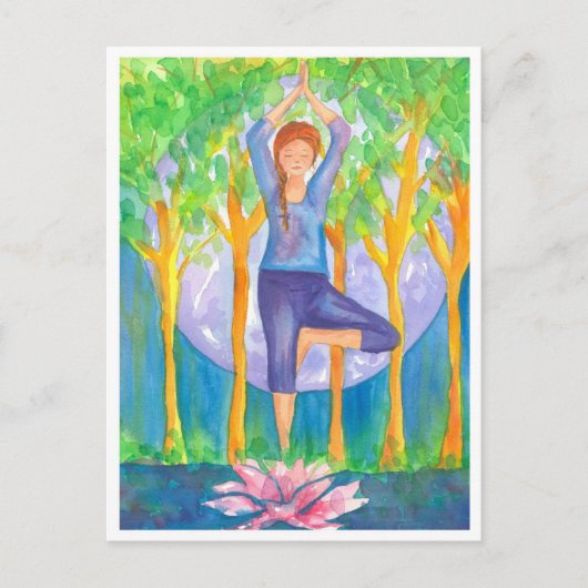 Yoga Tree Pose Lotus Flower Briefkaart (Voorkant)
