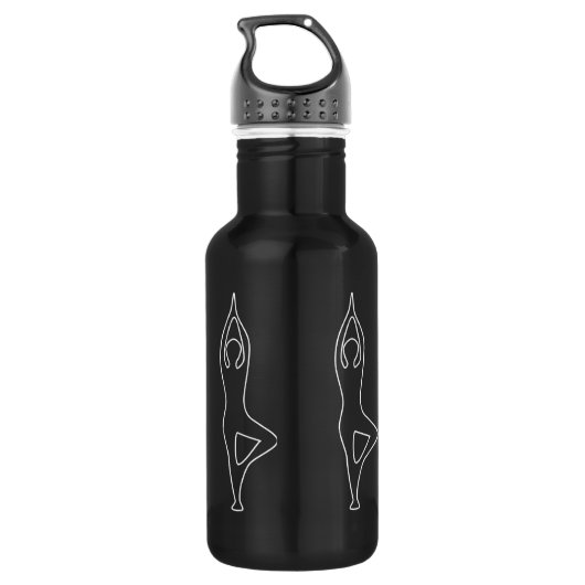Yoga Tree Pose Outline Speciaal waterflesje Waterfles (Achterkant)