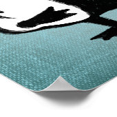 Yoga Tree Pose Pinguïn Motivatie Blauw Poster (Hoek)