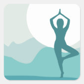 Yoga Tree Pose Vierkante Sticker (Voorkant)