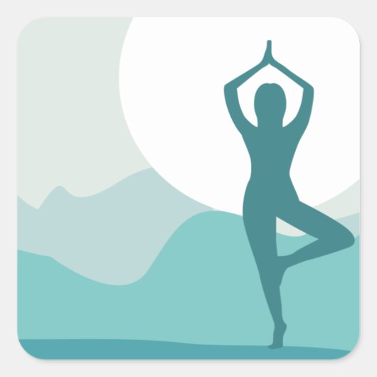 Yoga Tree Pose Vierkante Sticker (Voorkant)