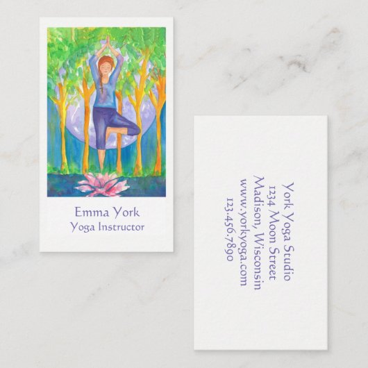 Yoga Tree Pose Volle Maan Visitekaartje (Voorkant / Achterkant)