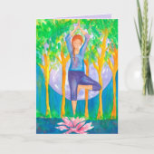 Yoga Tree Pose Vrouw Happy Birthday Kaart (Voorkant)