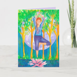 Yoga Tree Pose Vrouw Happy Birthday Kaart