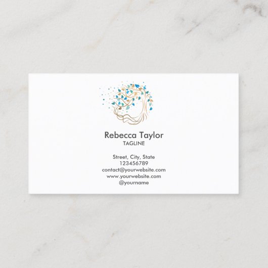 yoga trendy life coach tree of life landscape busi visitekaartje (Achterkant)