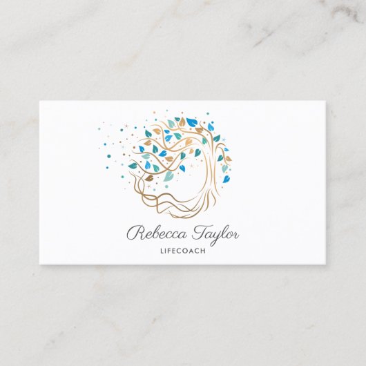 yoga trendy life coach tree of life landscape busi visitekaartje (Voorkant)