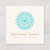 Yoga Turquoise Blauw Mandala Vierkante Visitekaartje (Voorkant)