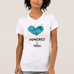 ** Yoga Turquoise Blauw Waterverf Hart T-shirt