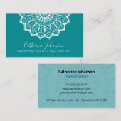 Yoga turquoise Holistic, Mandala Hand getekende Bu Visitekaartje (Voorkant / Achterkant)