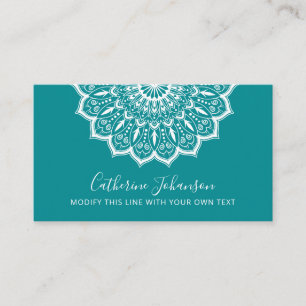 Yoga turquoise Holistic, Mandala Hand getekende Bu Visitekaartje