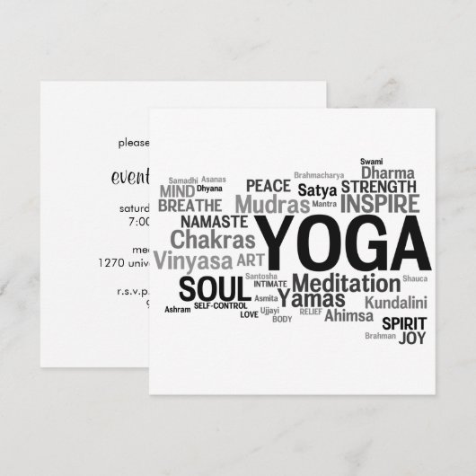 YOGA Uitnodiging (Voorkant / Achterkant)