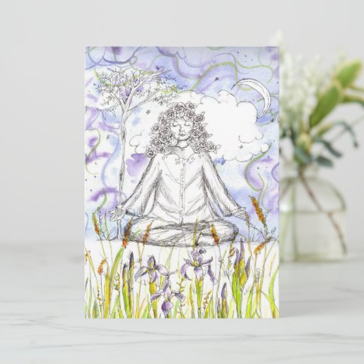 Yoga Uitnodiging Zen Meditatie Botanische Bloemen (Staand voorkant)