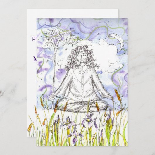 Yoga Uitnodiging Zen Meditatie Botanische Bloemen (Voorkant / Achterkant)