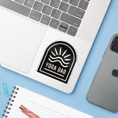 Yoga vader retro  zwart sticker (Laptop met iPhone)
