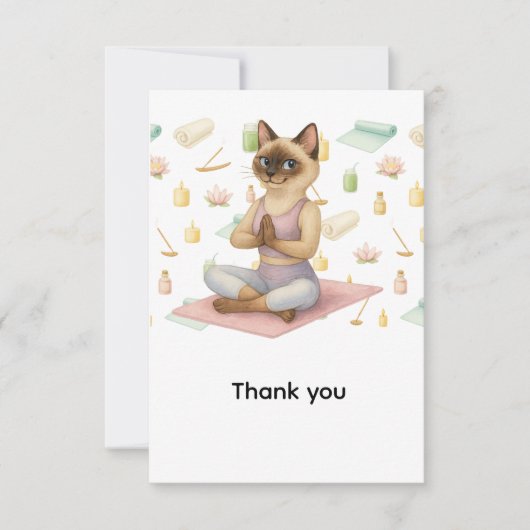 Yoga Verjaardagsfeest voor Siamese Kattenliefhebbe Bedankkaart (Voorkant)