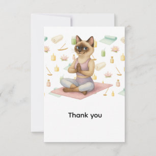 Yoga Verjaardagsfeest voor Siamese Kattenliefhebbe Bedankkaart