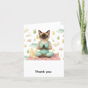 Yoga Verjaardagsfeest voor Siamese Kattenliefhebbe Bedankkaart