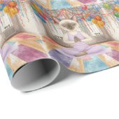 Yoga Verjaardagsfeest voor Siamese Kattenliefhebbe Cadeaupapier (Rol Hoek)