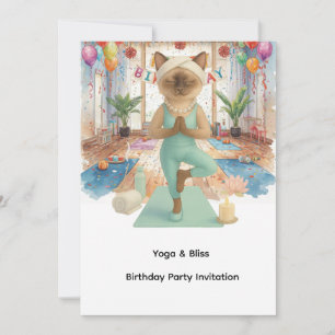 Yoga Verjaardagsfeest voor Siamese Kattenliefhebbe Kaart