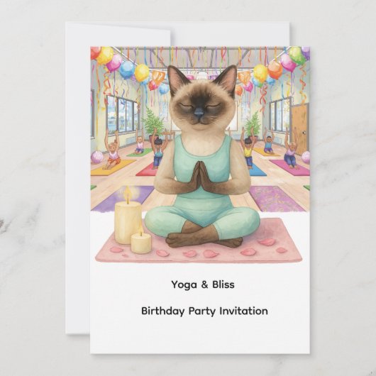Yoga Verjaardagsfeest voor Siamese Kattenliefhebbe Kaart (Voorkant)
